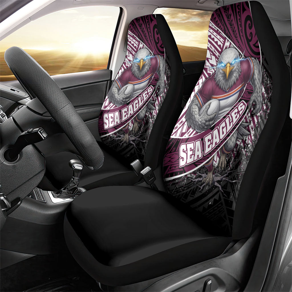 Manly Warringah Sea Eagles Rugby Mascot Car Seat Cover Tribal Polynesian Power Art - Lightning Mascot