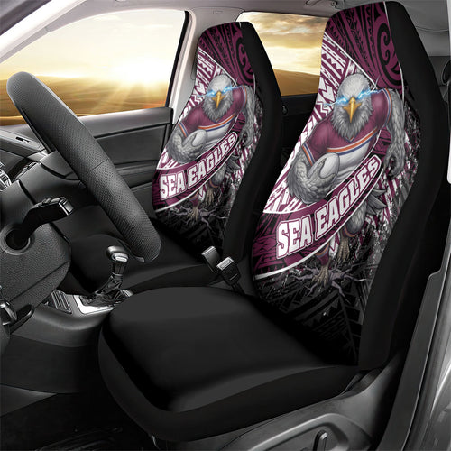 Manly Warringah Sea Eagles Rugby Mascot Car Seat Cover Tribal Polynesian Power Art - Lightning Mascot