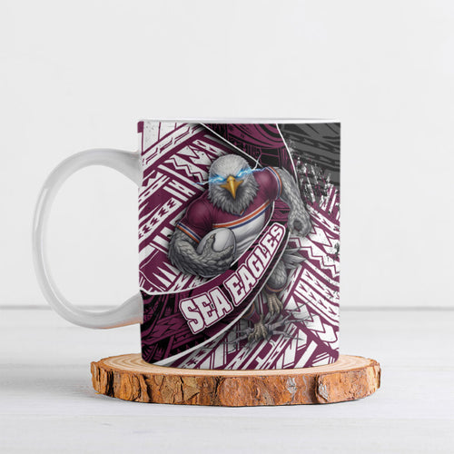 Manly Warringah Sea Eagles Rugby Mascot Ceramic Mug Tribal Polynesian Power Art - Lightning Mascot