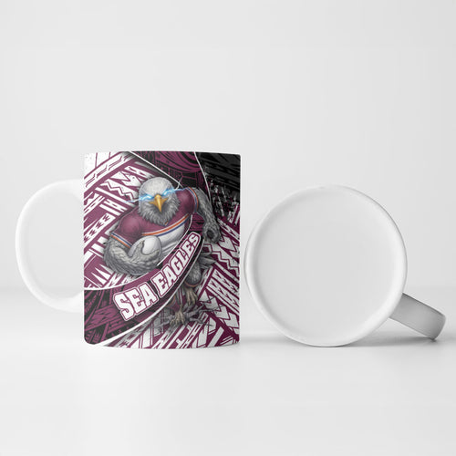 Manly Warringah Sea Eagles Rugby Mascot Ceramic Mug Tribal Polynesian Power Art - Lightning Mascot