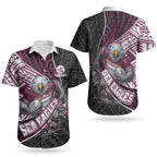 Manly Warringah Sea Eagles Rugby Mascot Couples Matching Off Shoulder Maxi Dress and Hawaiian Shirt Tribal Polynesian Power Art - Lightning Mascot