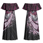 Manly Warringah Sea Eagles Rugby Mascot Couples Matching Off Shoulder Maxi Dress and Hawaiian Shirt Tribal Polynesian Power Art - Lightning Mascot