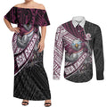 Manly Warringah Sea Eagles Rugby Mascot Couples Matching Off Shoulder Maxi Dress and Long Sleeve Button Shirt Tribal Polynesian Power Art - Lightning Mascot