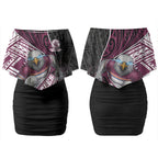 Manly Warringah Sea Eagles Rugby Mascot Couples Matching Off Shoulder Short Dress and Hawaiian Shirt Tribal Polynesian Power Art - Lightning Mascot
