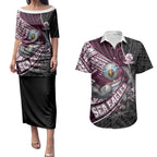 Manly Warringah Sea Eagles Rugby Mascot Couples Matching Puletasi and Hawaiian Shirt Tribal Polynesian Power Art - Lightning Mascot