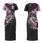 Manly Warringah Sea Eagles Rugby Mascot Couples Matching Short Sleeve Bodycon Dress and Long Sleeve Button Shirt Tribal Polynesian Power Art - Lightning Mascot
