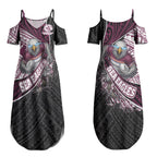 Manly Warringah Sea Eagles Rugby Mascot Couples Matching Summer Maxi Dress and Long Sleeve Button Shirt Tribal Polynesian Power Art - Lightning Mascot