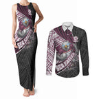 Manly Warringah Sea Eagles Rugby Mascot Couples Matching Tank Maxi Dress and Long Sleeve Button Shirt Tribal Polynesian Power Art - Lightning Mascot