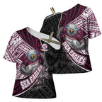 Manly Warringah Sea Eagles Rugby Mascot Cross Shoulder Shirt Tribal Polynesian Power Art - Lightning Mascot