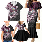 Manly Warringah Sea Eagles Rugby Mascot Family Matching Mermaid Dress and Hawaiian Shirt Tribal Polynesian Power Art - Lightning Mascot