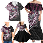 Manly Warringah Sea Eagles Rugby Mascot Family Matching Off Shoulder Maxi Dress and Hawaiian Shirt Tribal Polynesian Power Art - Lightning Mascot