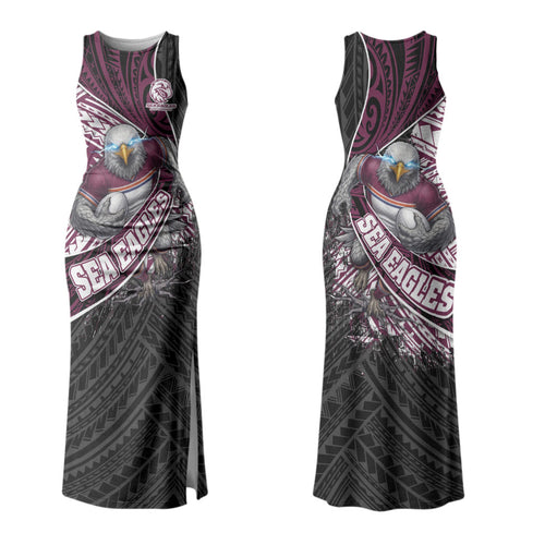 Manly Warringah Sea Eagles Rugby Mascot Family Matching Tank Maxi Dress and Hawaiian Shirt Tribal Polynesian Power Art - Lightning Mascot
