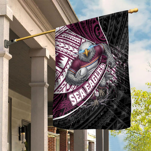 Manly Warringah Sea Eagles Rugby Mascot Garden Flag Tribal Polynesian Power Art - Lightning Mascot