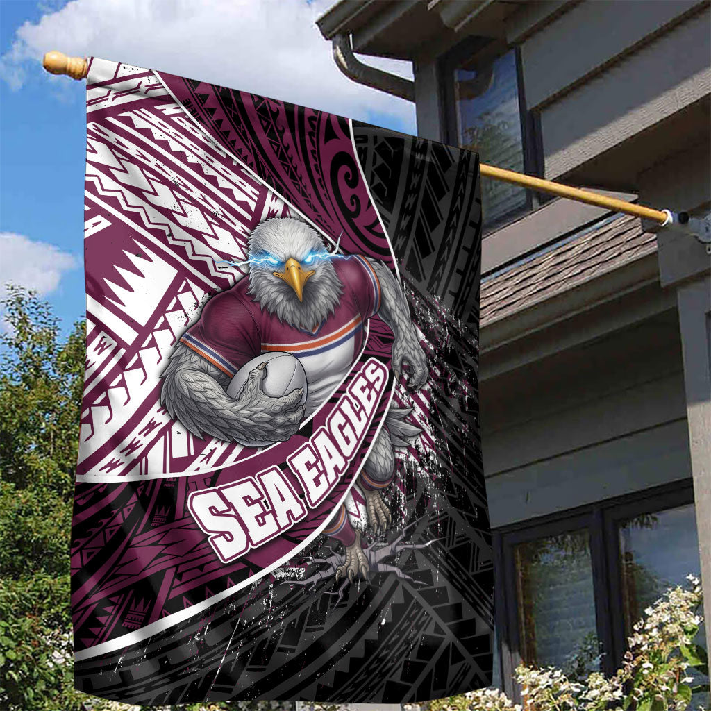 Manly Warringah Sea Eagles Rugby Mascot Garden Flag Tribal Polynesian Power Art - Lightning Mascot