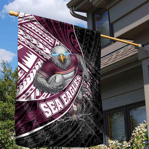 Manly Warringah Sea Eagles Rugby Mascot Garden Flag Tribal Polynesian Power Art - Lightning Mascot
