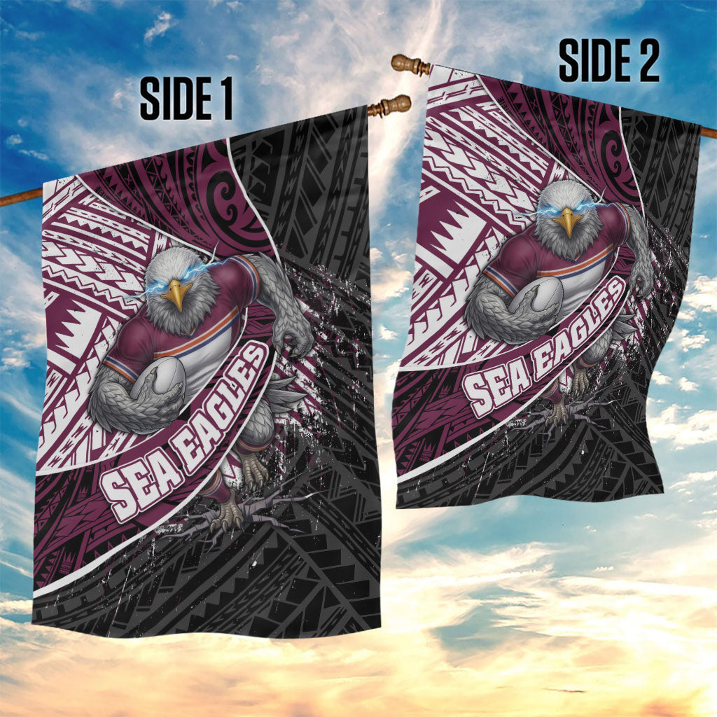 Manly Warringah Sea Eagles Rugby Mascot Garden Flag Tribal Polynesian Power Art - Lightning Mascot