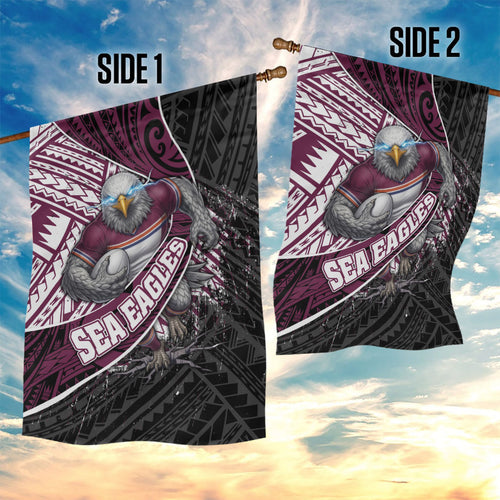 Manly Warringah Sea Eagles Rugby Mascot Garden Flag Tribal Polynesian Power Art - Lightning Mascot