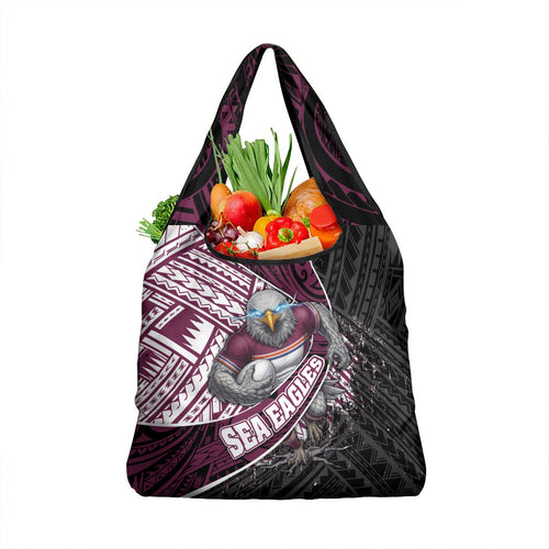 Manly Warringah Sea Eagles Rugby Mascot Grocery Bag Tribal Polynesian Power Art - Lightning Mascot