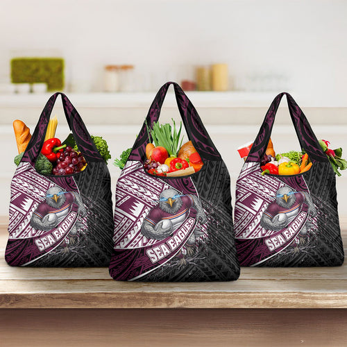 Manly Warringah Sea Eagles Rugby Mascot Grocery Bag Tribal Polynesian Power Art - Lightning Mascot