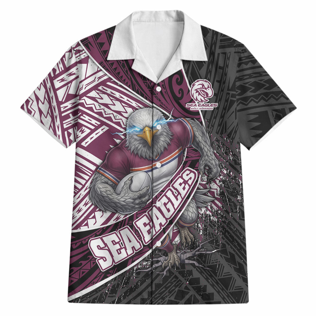 Manly Warringah Sea Eagles Rugby Mascot Hawaiian Shirt Tribal Polynesian Power Art - Lightning Mascot