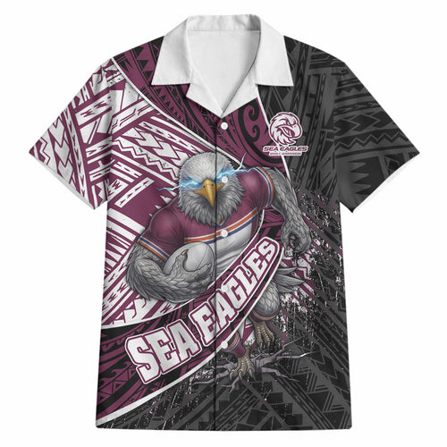Manly Warringah Sea Eagles Rugby Mascot Hawaiian Shirt Tribal Polynesian Power Art - Lightning Mascot