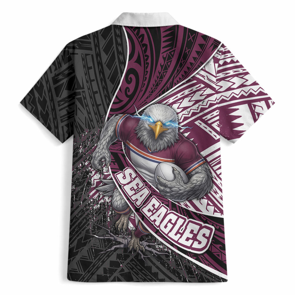 Manly Warringah Sea Eagles Rugby Mascot Hawaiian Shirt Tribal Polynesian Power Art - Lightning Mascot