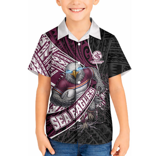 Manly Warringah Sea Eagles Rugby Mascot Hawaiian Shirt Tribal Polynesian Power Art - Lightning Mascot