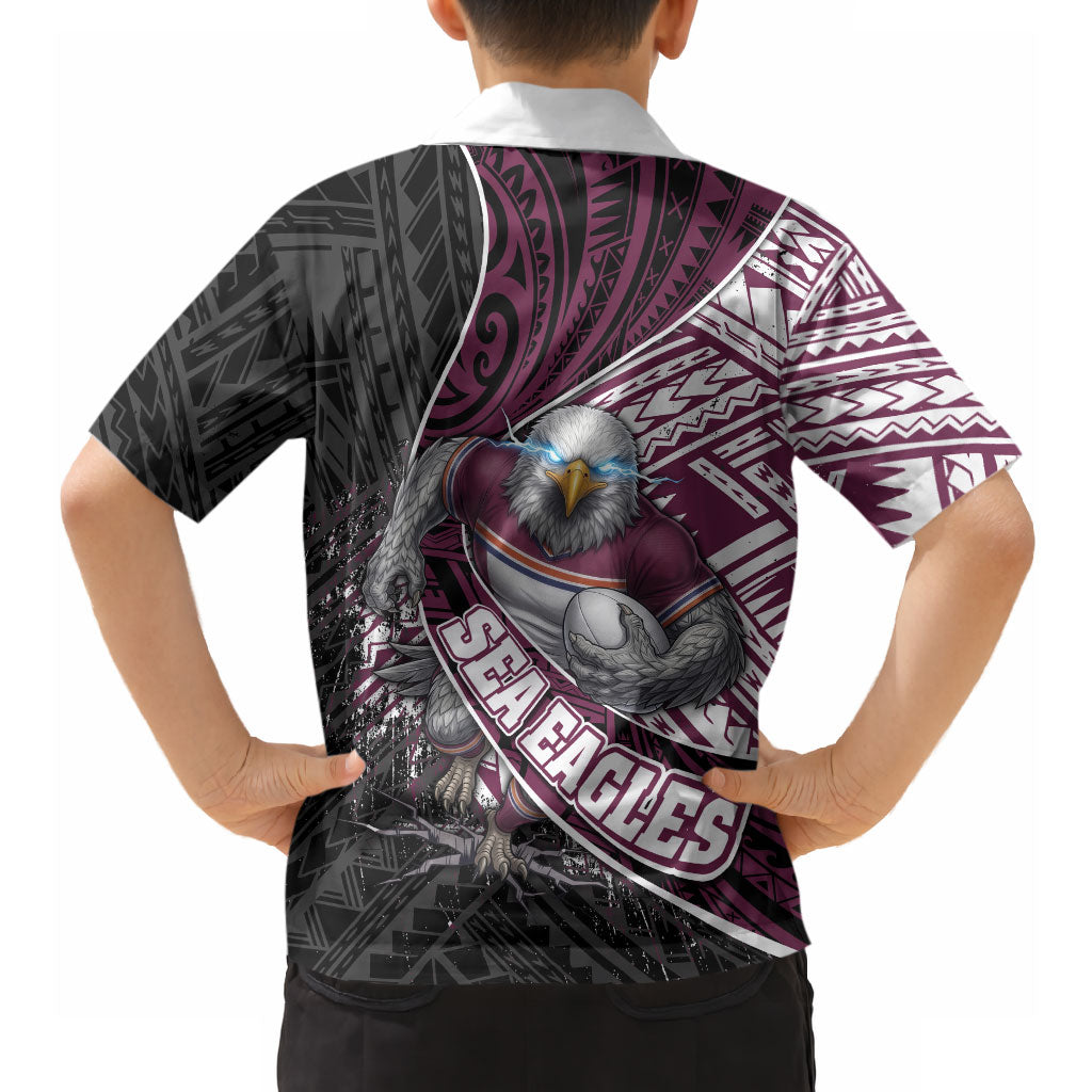 Manly Warringah Sea Eagles Rugby Mascot Hawaiian Shirt Tribal Polynesian Power Art - Lightning Mascot