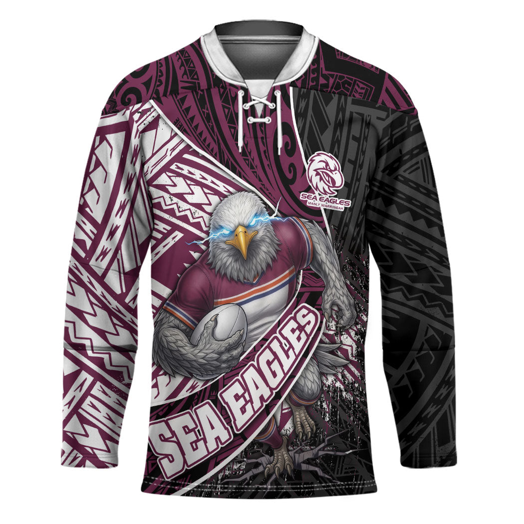Manly Warringah Sea Eagles Rugby Mascot Hockey Jersey Tribal Polynesian Power Art - Lightning Mascot