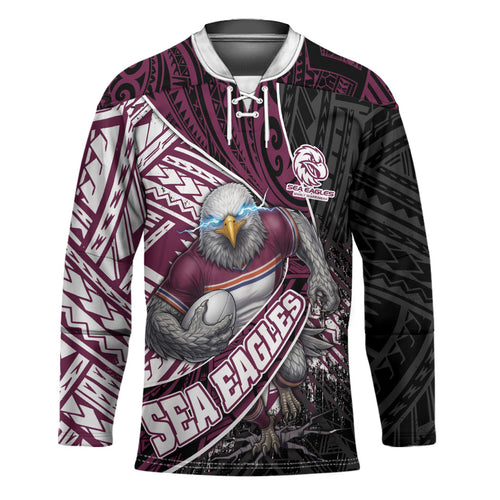 Manly Warringah Sea Eagles Rugby Mascot Hockey Jersey Tribal Polynesian Power Art - Lightning Mascot