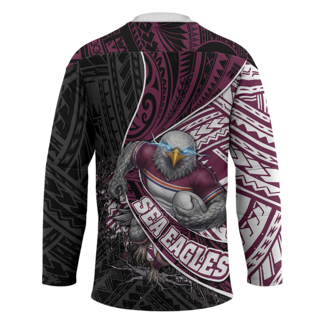 Manly Warringah Sea Eagles Rugby Mascot Hockey Jersey Tribal Polynesian Power Art - Lightning Mascot
