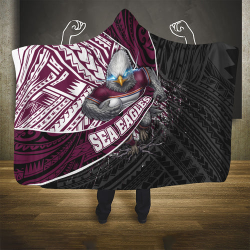 Manly Warringah Sea Eagles Rugby Mascot Hooded Blanket Tribal Polynesian Power Art - Lightning Mascot