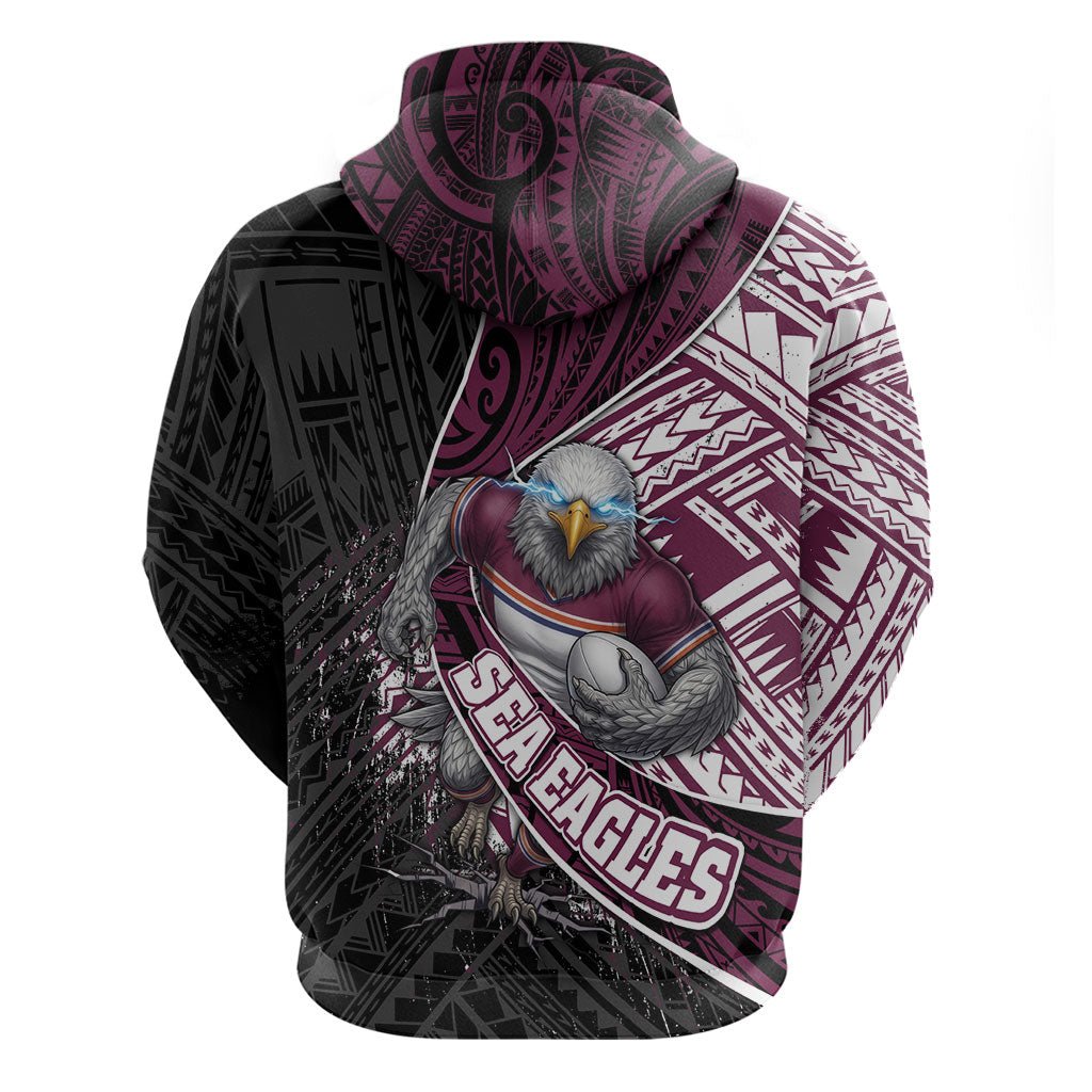 Manly Warringah Sea Eagles Rugby Mascot Hoodie Tribal Polynesian Power Art - Lightning Mascot