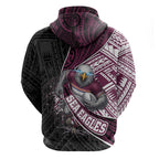Manly Warringah Sea Eagles Rugby Mascot Hoodie Tribal Polynesian Power Art - Lightning Mascot