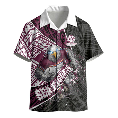 Manly Warringah Sea Eagles Rugby Mascot Kid Hawaiian Shirt Tribal Polynesian Power Art - Lightning Mascot