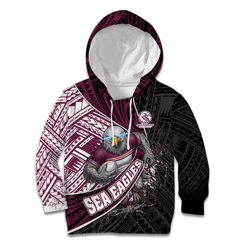 Manly Warringah Sea Eagles Rugby Mascot Kid Hoodie Tribal Polynesian Power Art - Lightning Mascot