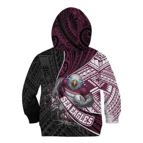 Manly Warringah Sea Eagles Rugby Mascot Kid Hoodie Tribal Polynesian Power Art - Lightning Mascot