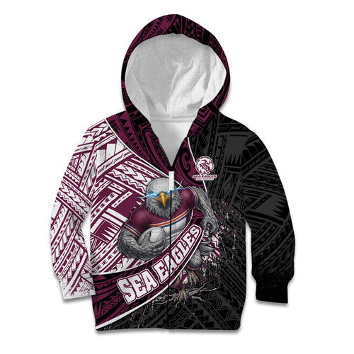 Manly Warringah Sea Eagles Rugby Mascot Kid Hoodie Tribal Polynesian Power Art - Lightning Mascot