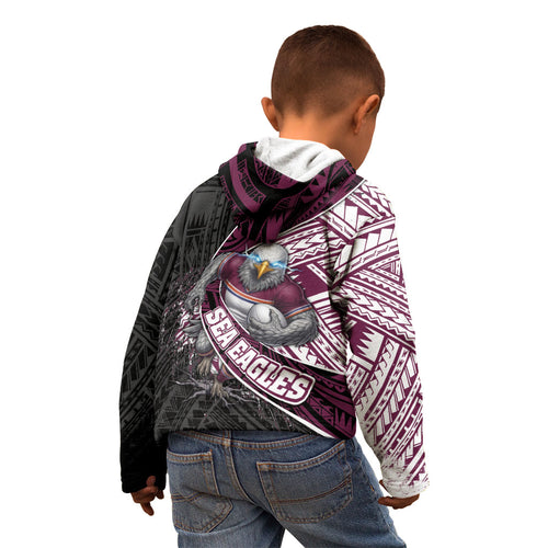 Manly Warringah Sea Eagles Rugby Mascot Kid Hoodie Tribal Polynesian Power Art - Lightning Mascot