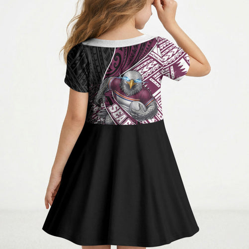 Manly Warringah Sea Eagles Rugby Mascot Kid Short Sleeve Dress Tribal Polynesian Power Art - Lightning Mascot