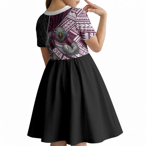 Manly Warringah Sea Eagles Rugby Mascot Kid Short Sleeve Dress Tribal Polynesian Power Art - Lightning Mascot