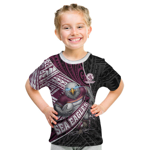 Manly Warringah Sea Eagles Rugby Mascot Kid T Shirt Tribal Polynesian Power Art - Lightning Mascot