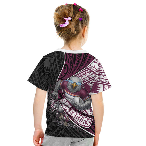 Manly Warringah Sea Eagles Rugby Mascot Kid T Shirt Tribal Polynesian Power Art - Lightning Mascot
