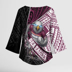 Manly Warringah Sea Eagles Rugby Mascot Kimono Sleeve Blouse Tribal Polynesian Power Art - Lightning Mascot