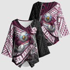 Manly Warringah Sea Eagles Rugby Mascot Kimono Sleeve Blouse Tribal Polynesian Power Art - Lightning Mascot