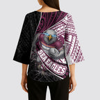 Manly Warringah Sea Eagles Rugby Mascot Kimono Sleeve Blouse Tribal Polynesian Power Art - Lightning Mascot
