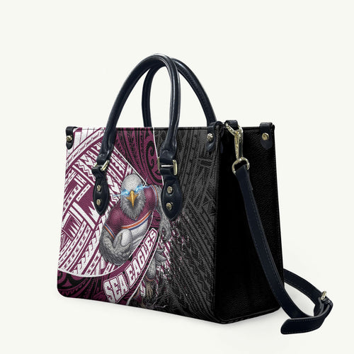 Manly Warringah Sea Eagles Rugby Mascot Leather Bag Tribal Polynesian Power Art - Lightning Mascot