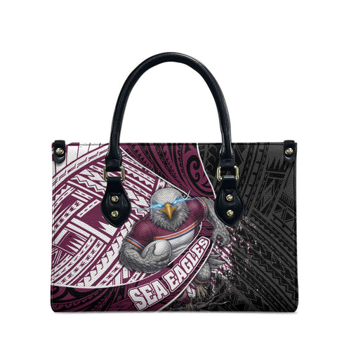 Manly Warringah Sea Eagles Rugby Mascot Leather Bag Tribal Polynesian Power Art - Lightning Mascot