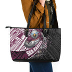 Manly Warringah Sea Eagles Rugby Mascot Leather Tote Bag Tribal Polynesian Power Art - Lightning Mascot