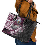 Manly Warringah Sea Eagles Rugby Mascot Leather Tote Bag Tribal Polynesian Power Art - Lightning Mascot